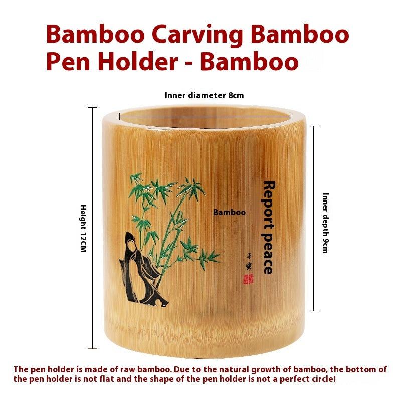Conteneur rond en bambou pour stylos - Écologique et créatif