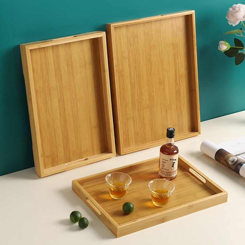 Plateau à thé en bambou rectangulaire - Design minimaliste et durable