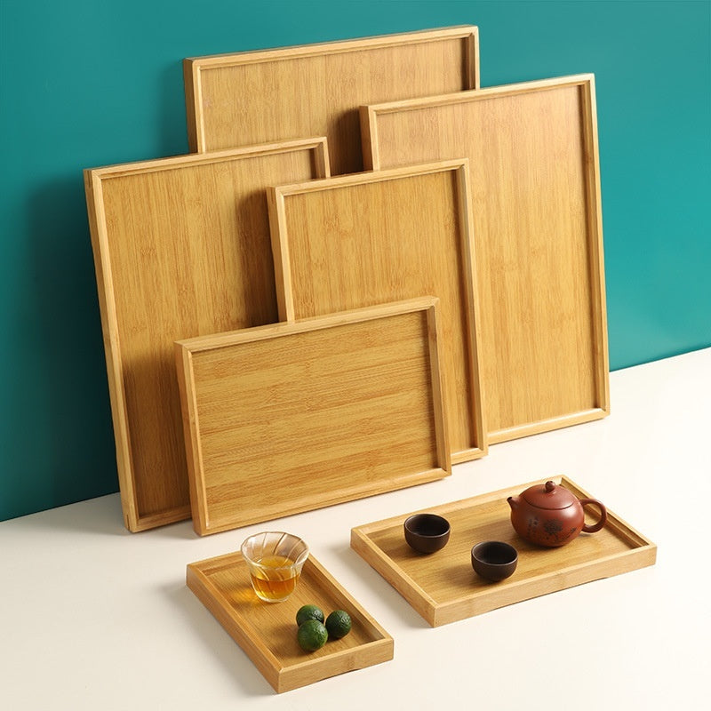 Plateau à thé en bambou rectangulaire - Design minimaliste et durable
