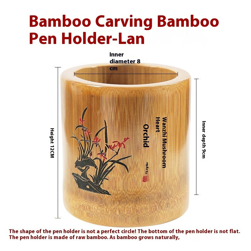 Conteneur rond en bambou pour stylos - Écologique et créatif