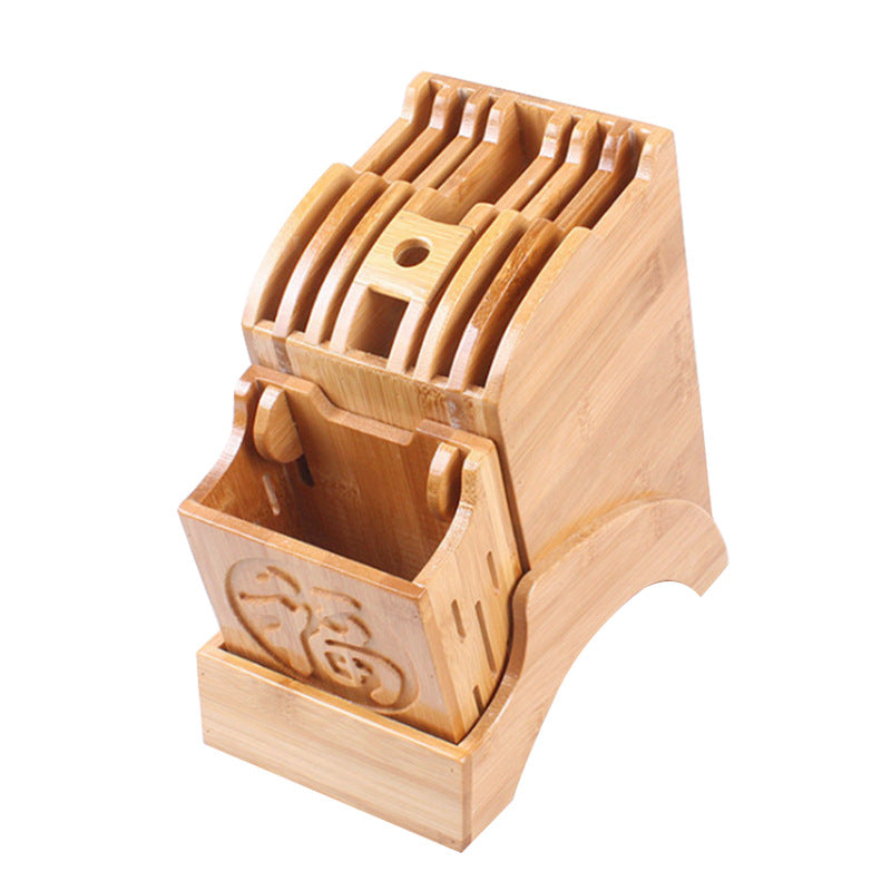 Support en bois pour couteaux avec bénédiction en bambou - design élég
