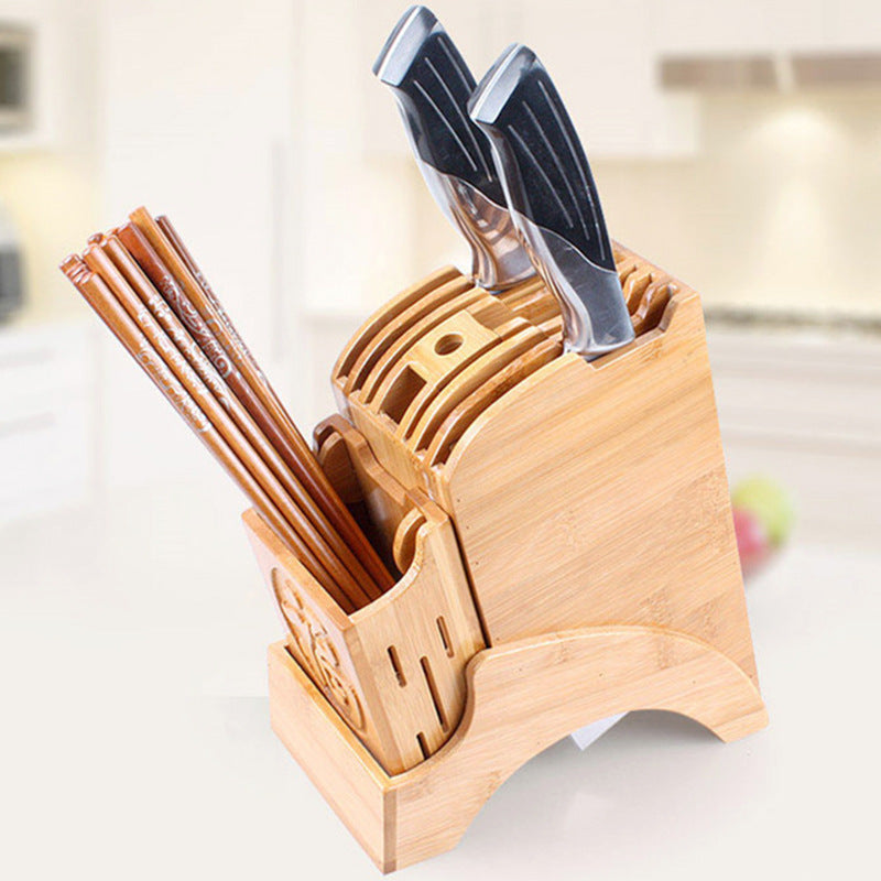 Support en bois pour couteaux avec bénédiction en bambou - design élég