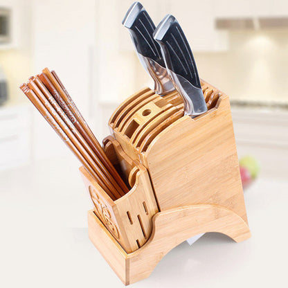 Support en bois pour couteaux avec bénédiction en bambou - design élég