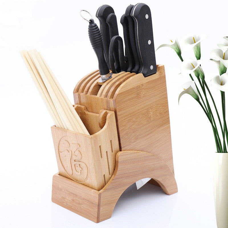 Support en bois pour couteaux avec bénédiction en bambou - design élég