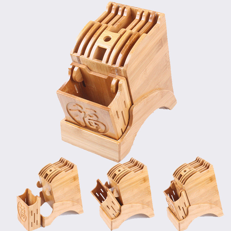 Support en bois pour couteaux avec bénédiction en bambou - design élég