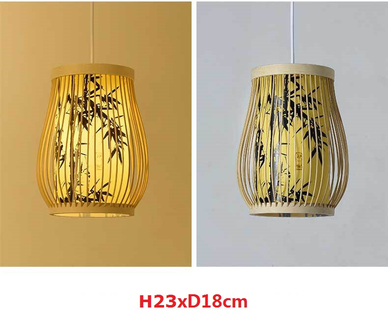 Luminaires suspendus en bambou rétro - Éclairage tissé, design unique