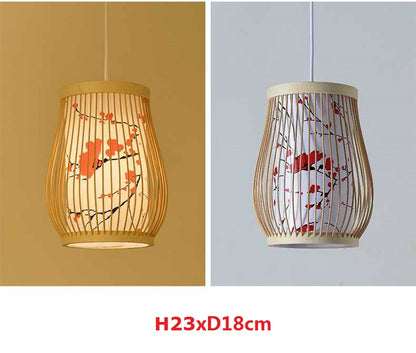 Luminaires suspendus en bambou rétro - Éclairage tissé, design unique