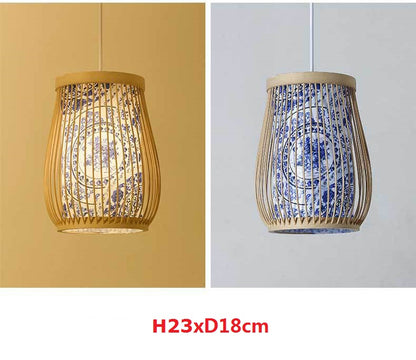 Luminaires suspendus en bambou rétro - Éclairage tissé, design unique