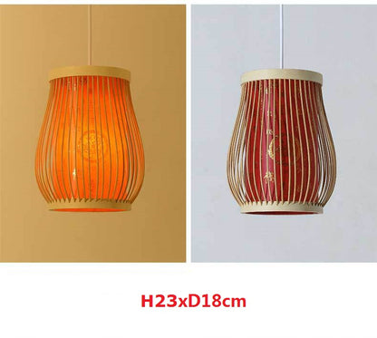 Luminaires suspendus en bambou rétro - Éclairage tissé, design unique