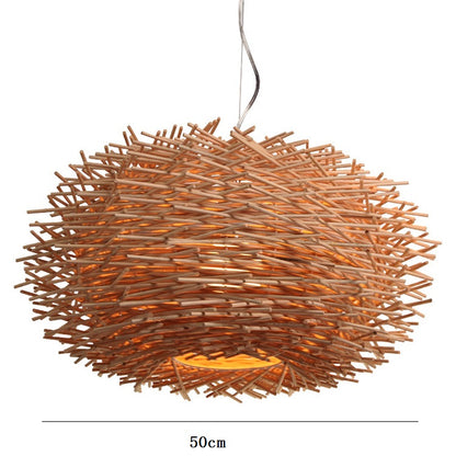 Luminaires suspendus en bambou rétro - Éclairage tissé, design unique