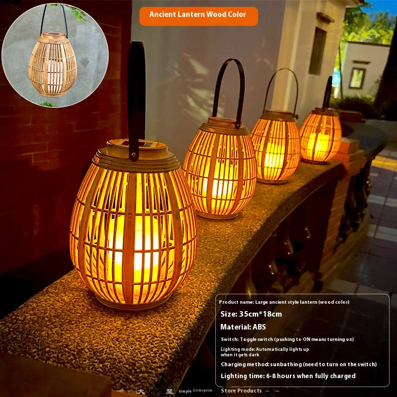 Lumières de jardin solaires en bambou tissées avec bougies LED