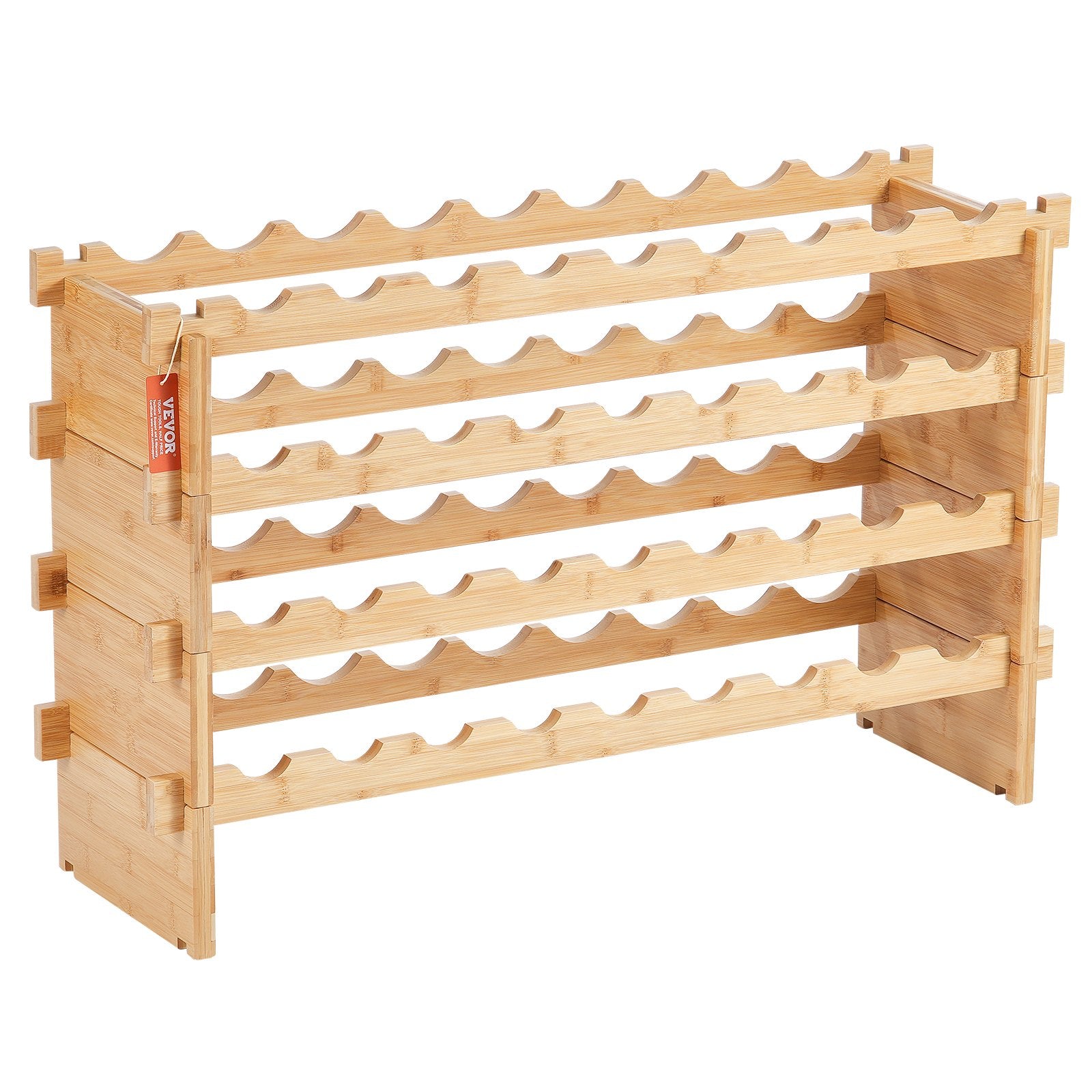 Étagère à vin empilable en bois de bambou - 4 niveaux, design modulair