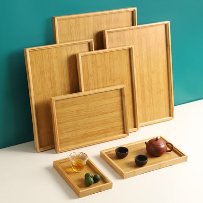 Plateau à thé en bambou rectangulaire - Design minimaliste et durable