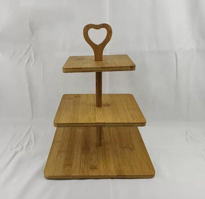 Plateau en bois à trois niveaux pour gâteaux - Idéal pour les collatio