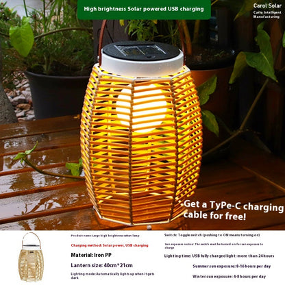 Lumières de jardin solaires en bambou tissées avec bougies LED