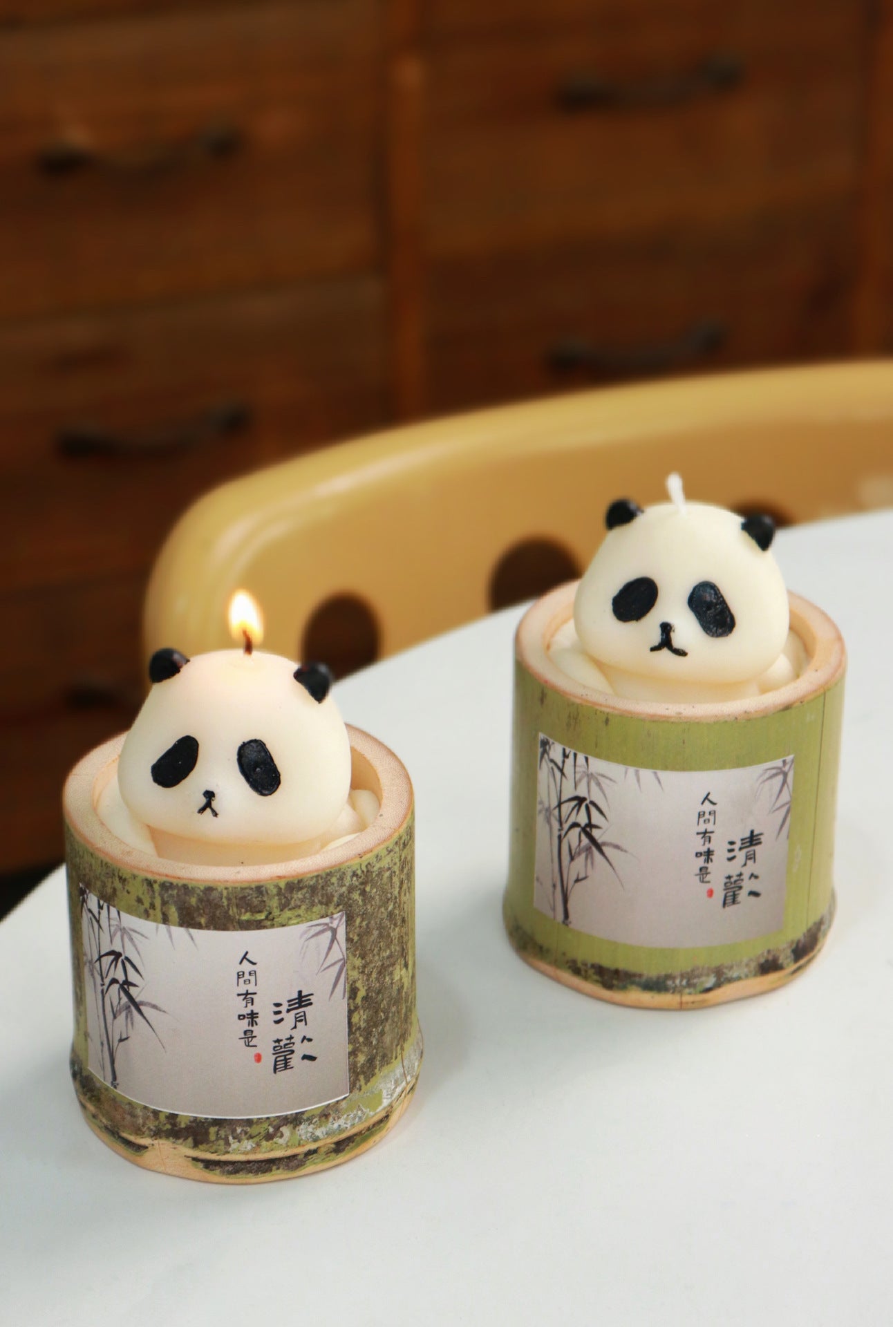 Bougie en bambou Panda - Aromathérapie et design écologique