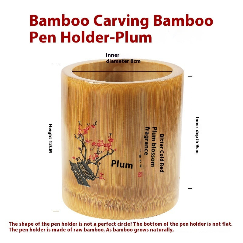 Conteneur rond en bambou pour stylos - Écologique et créatif