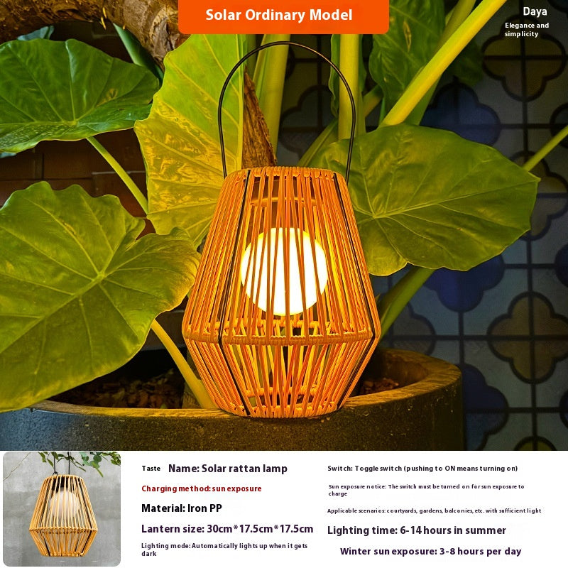 Lumières de jardin solaires en bambou tissées avec bougies LED