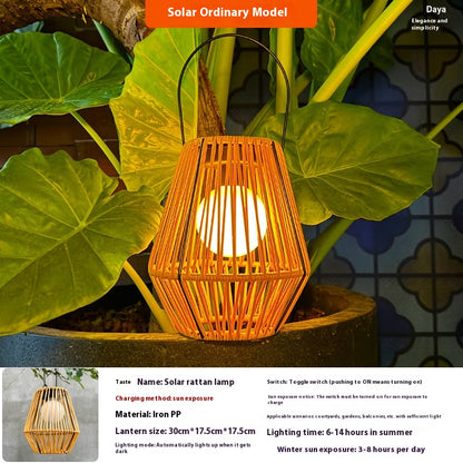 Lumières de jardin solaires en bambou tissées avec bougies LED