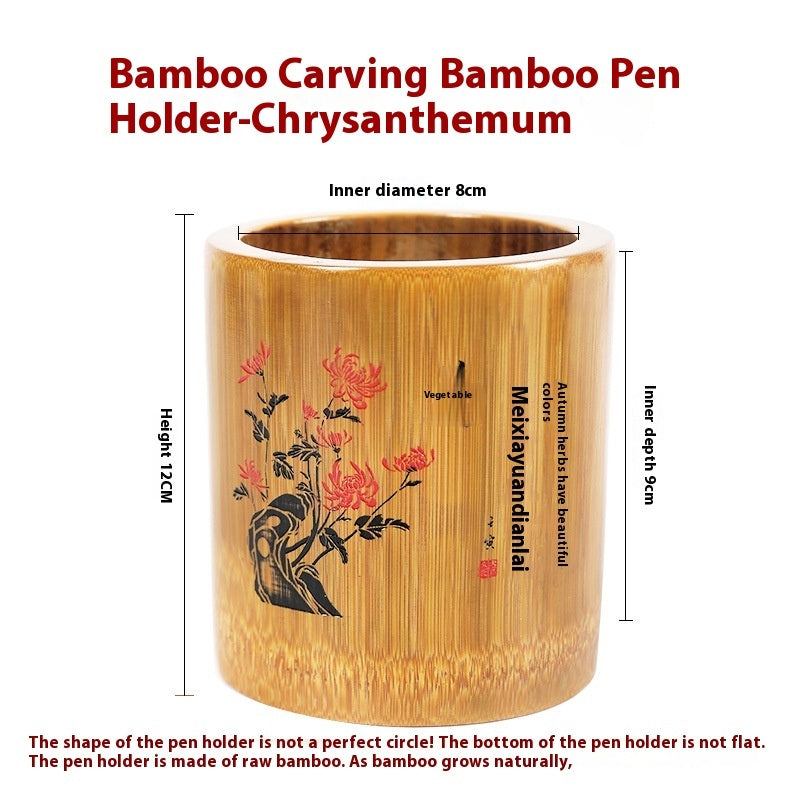 Conteneur rond en bambou pour stylos - Écologique et créatif