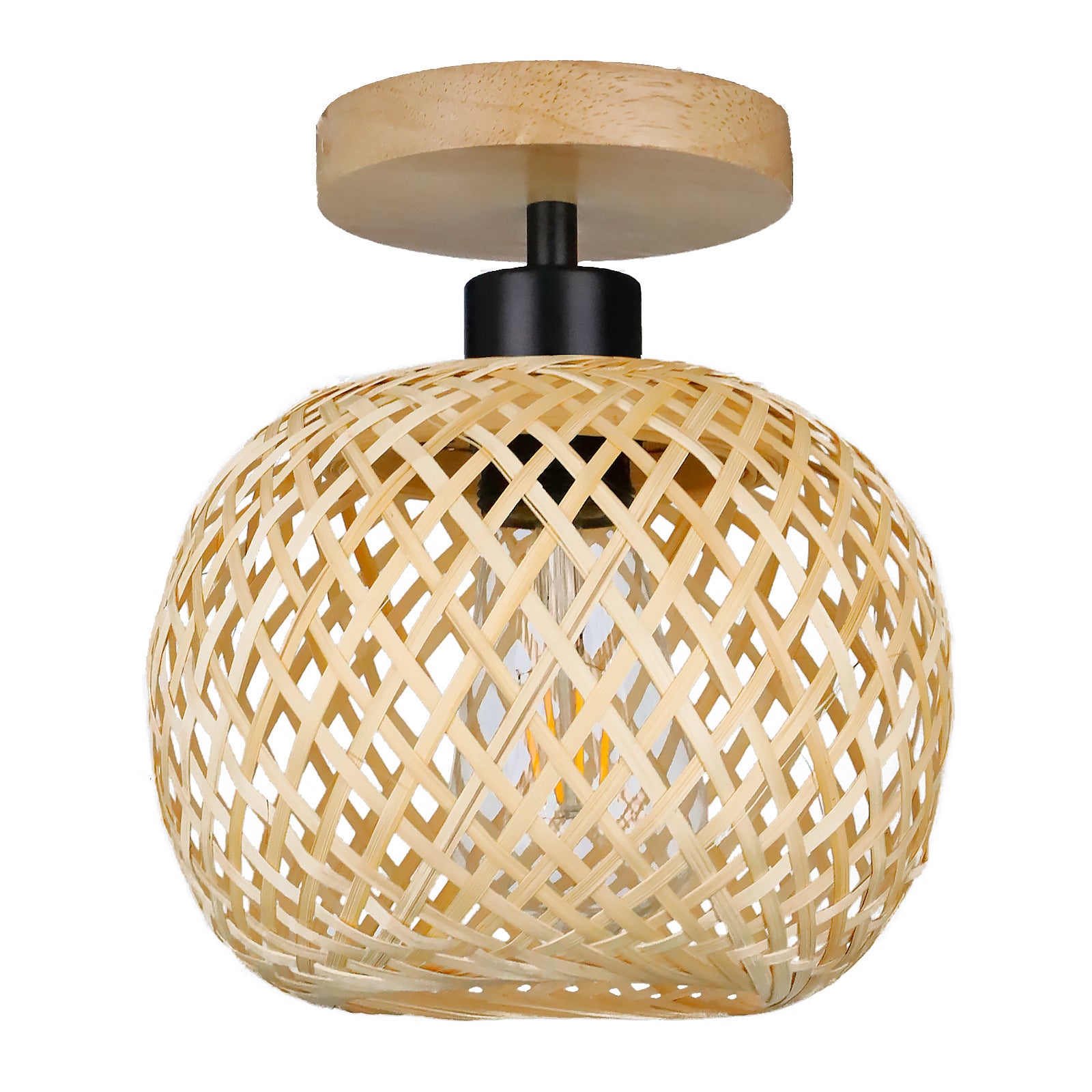 Lampe de plafond en bambou japonais - Éclairage doux et design élégant