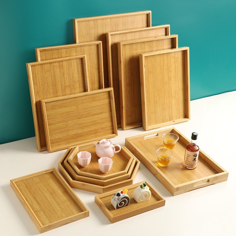 Plateau à thé en bambou rectangulaire - Design minimaliste et durable