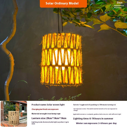 Lumières de jardin solaires en bambou tissées avec bougies LED