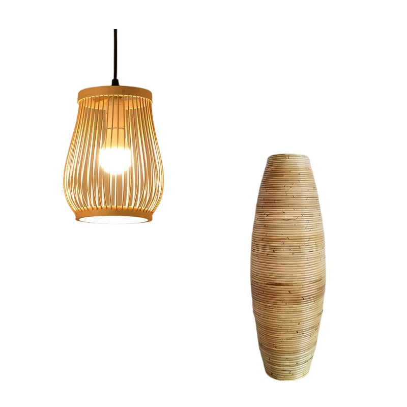Lustre en bambou zen japonais - Éclairage artistique et design unique