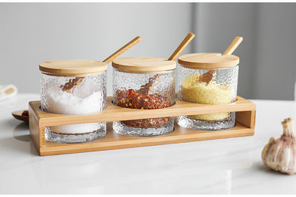 Boîte à épices en verre avec couvercle en bambou - étanche et pratique
