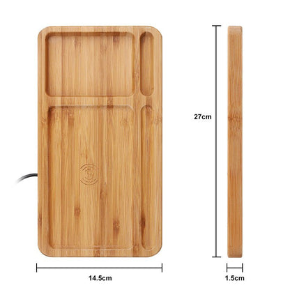 chargeur sans fil en bois de bambou