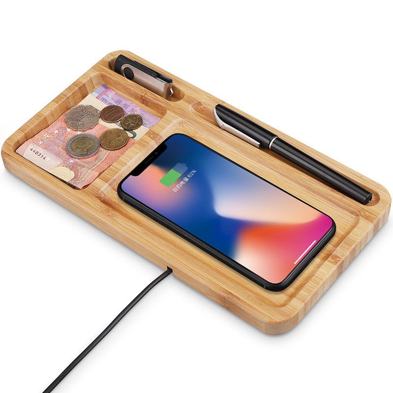 chargeur sans fil en bois de bambou