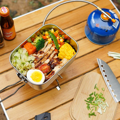 lunchbo™,  lunch box  inox avec couvercle en bambou