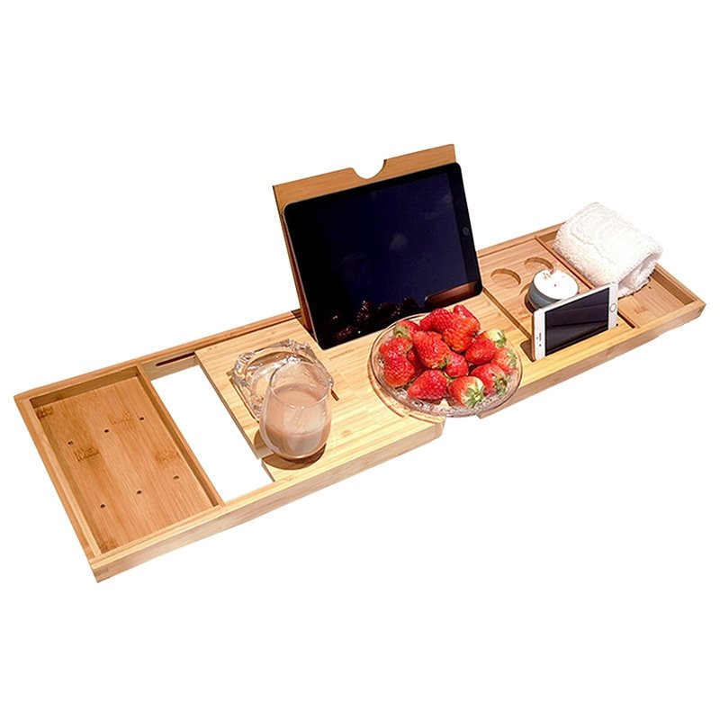 plateau de bain extensible en bambou